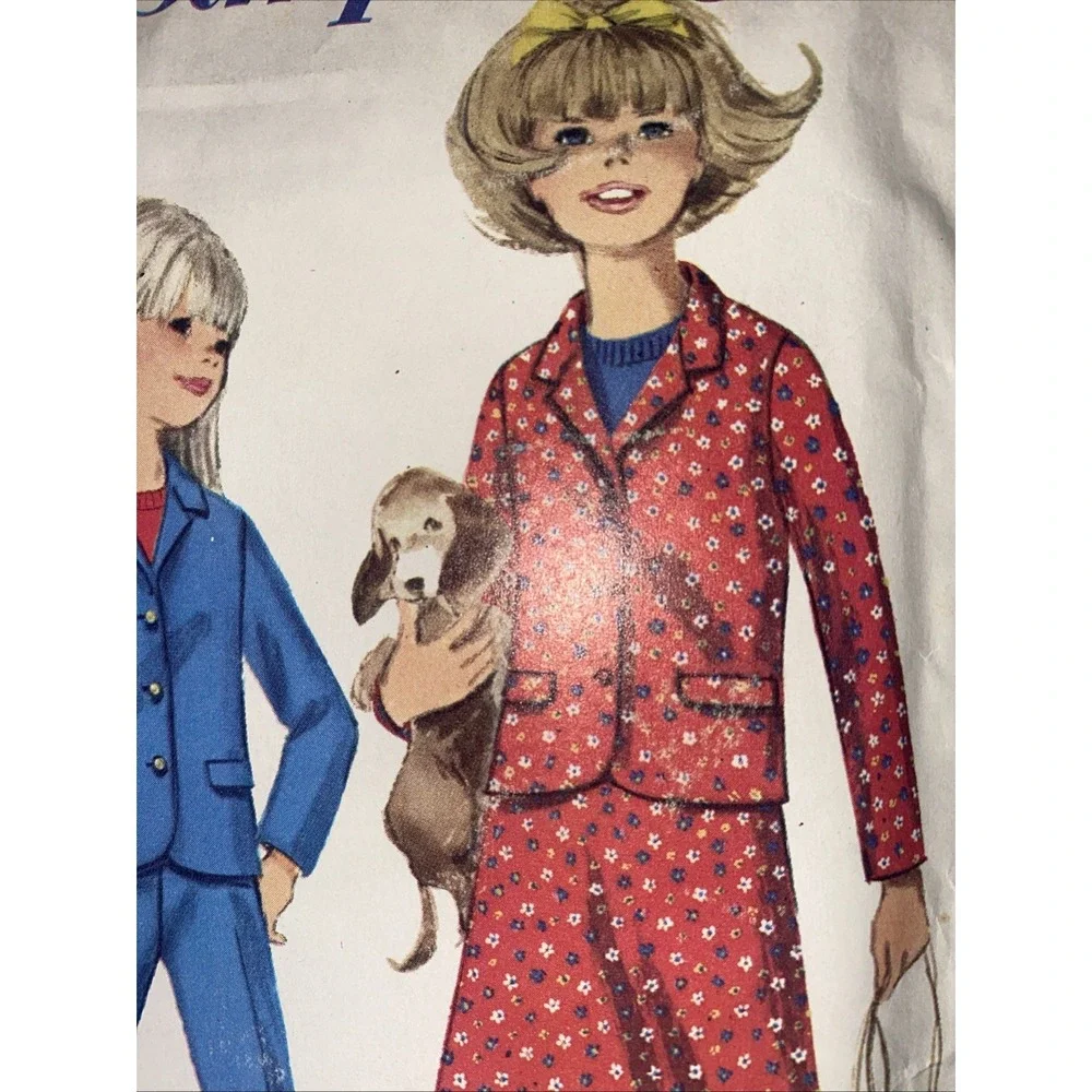 Vintage 1965 Simplicity 6762 Girls Outfit Sewing Pattern Jacket Skirt Slacks 12